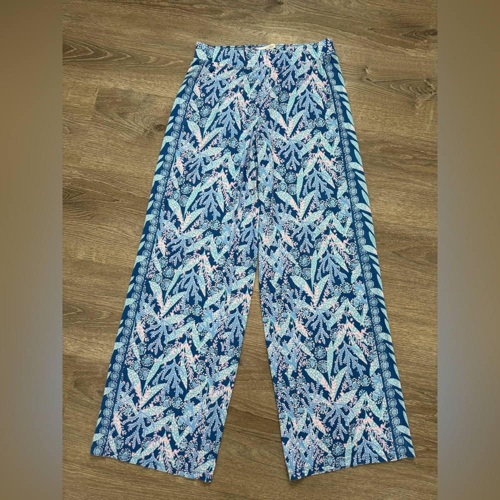 Lilly Pulitzer Blue and Pink Floral Pants